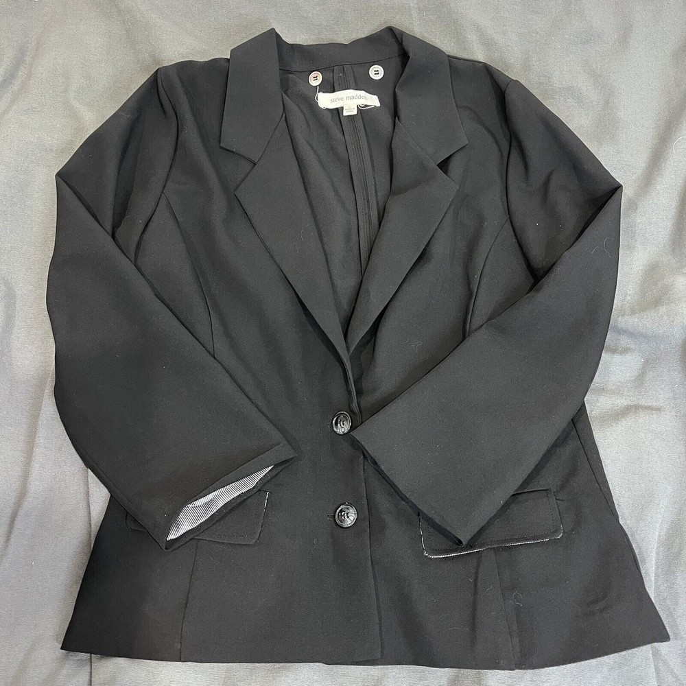 Steve Madden Black Women Office Jacket Lady Dress Business Blazer Size Large - Picture 4 of 7